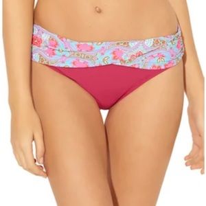 NWT Bleu Rod Beattie Rouge Womens Sz 8 Sarong Pink Blue Swimsuit Hipster Bottoms